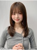 韓国ヘア レイヤーカット 暗めカラー デザインカラー"