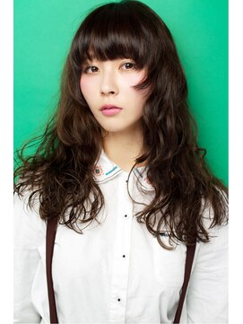 キープへアデザイン(keep hair design) 【keep hairdesigin木田】厚め＆小顔ヒメバング暗髪カールロング