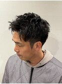 30代40代ビジネスオシャレツーブロック刈り上げアップバング