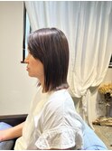 小顔外ハネミディアム韓国ヘア髪質改善　縮毛矯正オレンジカラー