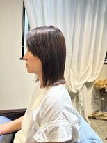 ワ ヘアー(wa-hair)&nbsp;小顔外ハネミディアム韓国ヘア髪質改善　縮毛矯正オレンジカラー