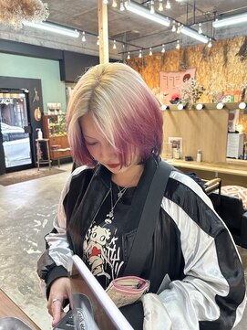 チャプター 問屋町(chapter) ミルクティーベージュルーツカラーレイヤーカットケアブリーチ