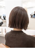 ボブ　ホワイトグレージュ　デジタルパーマ　チェリーブラウン