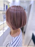 ハイライト×くすみピンク 高明度ベージュで脱白髪染め