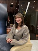 オリーブベージュ　ミディアムレイヤー　ブリーチなし