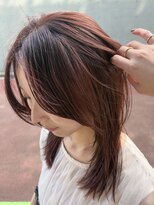 ブリーチなしブラウンレッドカラー暖色カラーレッドブラウン