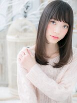 モッズヘア 越谷(mod's hair) 黒髪チャコールグレージュぱっつん前髪セミディc7越谷20代30代