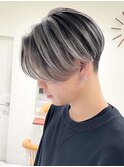 メンズパーマ曲がる縮毛矯正ハイライトショートカット20代30代40
