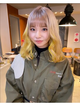 ペレ 渋谷(PELE) ウルフ/マチルダボブ/ピンクベージュ/インナーグレージュ/渋谷