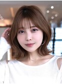 くびれミディ 前髪 イメチェン ひし形 20代30代 外ハネ