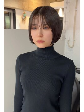 ヨーク(YOKE) 切りっぱなしボブミニボブラベンダーグレージュ20代30代40代