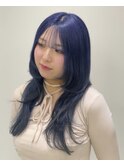 透明感ネイビーブルー／暗髪ブルーカラー