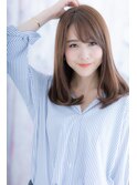 グラデーションカラーが◎シースルーバングワンカールセミディb