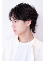 ハバナ 渋谷(HAVANA)&nbsp;メンズ波巻きセンターパート韓国風黒髪ツーブロックマッシュ