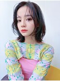 オリーブベージュショートミニボブグレージュブリーチレイヤー