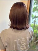 外ハネボブ 顔周りカット チェリーブラウン 艶髪 20代 髪質改善