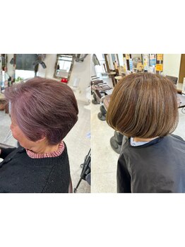 白髪ぼかしハイライトで、立体感のあるお洒落カラーを実現◎白髪をカバーしながら、理想の髪色が叶う♪