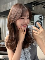 エインアンリー 明治神宮前(AIN.ANLY.) マレットヘアネイビーバタフライカットヘーゼルブラウン前髪