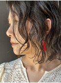 ボブ+ウェーブヘアスタイル