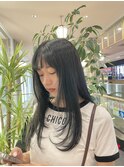 大人可愛い レイヤーロング 顔まわりレイヤー 毛先ワンカール