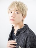 学生ハイトーンカラー前髪パーマメンズショートd上尾