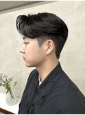 メンズセンターパートニュアンスパーマ毛流れ縮毛矯正刈り上げ