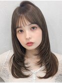 美髪ナチュラルカール薄めバングエアリーカール艶感愛され