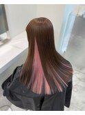 15201ブリーチ＆インナーカラーラベンダーピンクツートンカラー