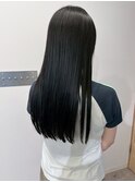ブルーブラック透明感カラー＊艶髪ストレート赤み消しカラー