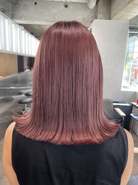 ゼスト クレス(ZEST Cres) 【cres奈佳子】カシスピンクブラウン×切りっぱなし　ミディ