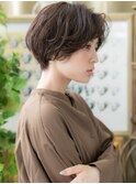 大人かっこいい小顔くせ毛風前髪なしショートT2川口30代40代50代