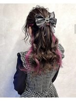 アイユー(ii+U)&nbsp;ハーフアップ　リボンアレンジ　インナーエクステ　ピンク