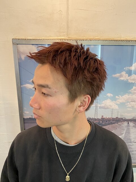 MEN'S HAIRマッシュウルフアッシュブラックカルマパーマ