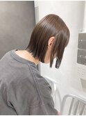 アッシュブラウンブリーチなしカラーベージュカラー切りっぱなし