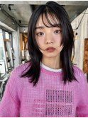 【阿形】顔周り姫カットレイヤー　ミディアムウルフカット