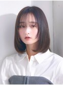 【over hair】グレージュカラー×シースルーバング×Cカールボブ