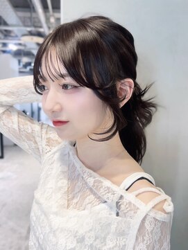 アルバム 池袋(ALBUM) 暗めカラー顔周りレイヤーグレージュ韓国ヘアロング_F60790