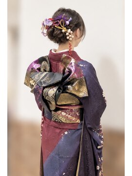 カットハウス はさみの部屋 ミディアムボブ/シニヨンヘア/振袖/縄編み/かんざし/前髪あり