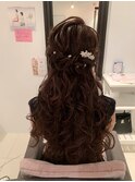 ドレスヘア　結婚式ハーフアップ　パーティー　二次会ブライダル