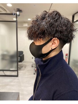 トワイスアップ(TWICE UP) アッシュブラック/オーガニックカラー/マッシュパーマ/メンズ