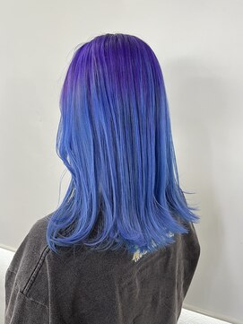 ヘアー アレス(hair ales) 原色カラー グラデーションカラー 紫カラー ブルーカラー