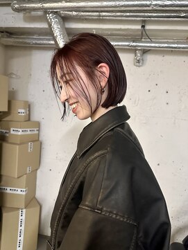 ノラ シブヤ(NORA) 【木原】ダブルカラーレッドブラウンチェリーレッドミニボブ