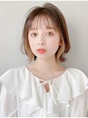くびれヘアアプリコットオレンジ夏ヘアハイライトカラー
