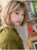 ■ホワイトブロンドハイトーンカラー抜け感ボブ401上尾10代20代