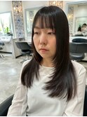 ナチュラルロング/小顔レイヤー/前髪あり/サラ艶ストレート