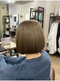 くすみベージュ ケアブリーチ ボブ レディース 宇都宮