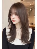 バタフライカットハッシュカットマレットヘアチェリーレッド