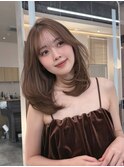 シースルーバング×ミディアムレイヤー×こっくりブラウン