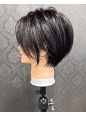 ショートボブ×髪質改善×白髪ぼかし34ナチュラルショート