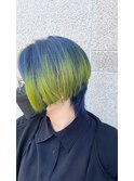 ブルーイエローウルフ派手髪
